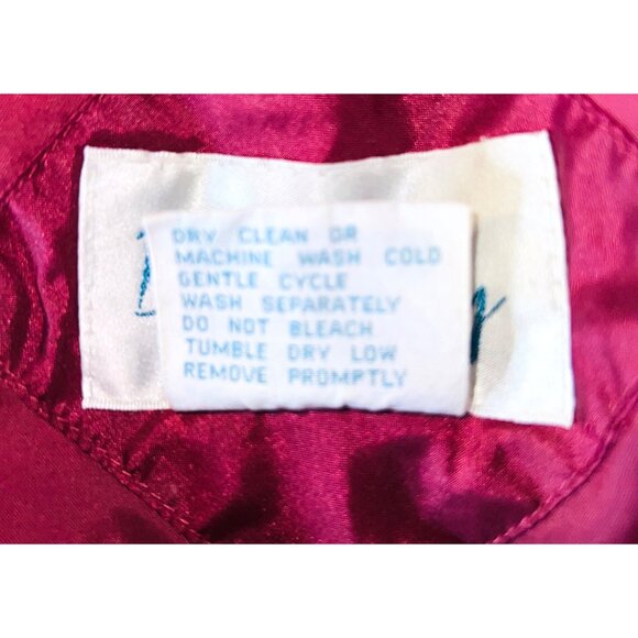 Vintage Dani Colby Burgundy Quilted Jacket M 12-14 Nylon Blend W/ Pockets - Picture 5 of 5